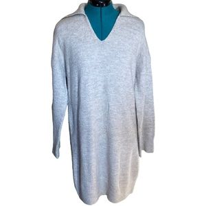 H&M Oatmeal Johnny Collar Sweater Tunic Dress